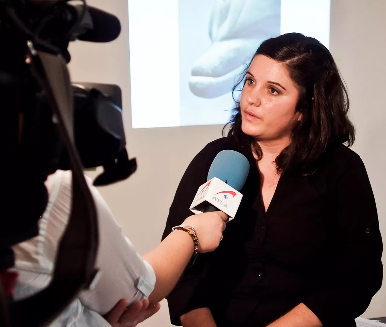 Sharon Núñez, President of Animal Equality, during a media interview