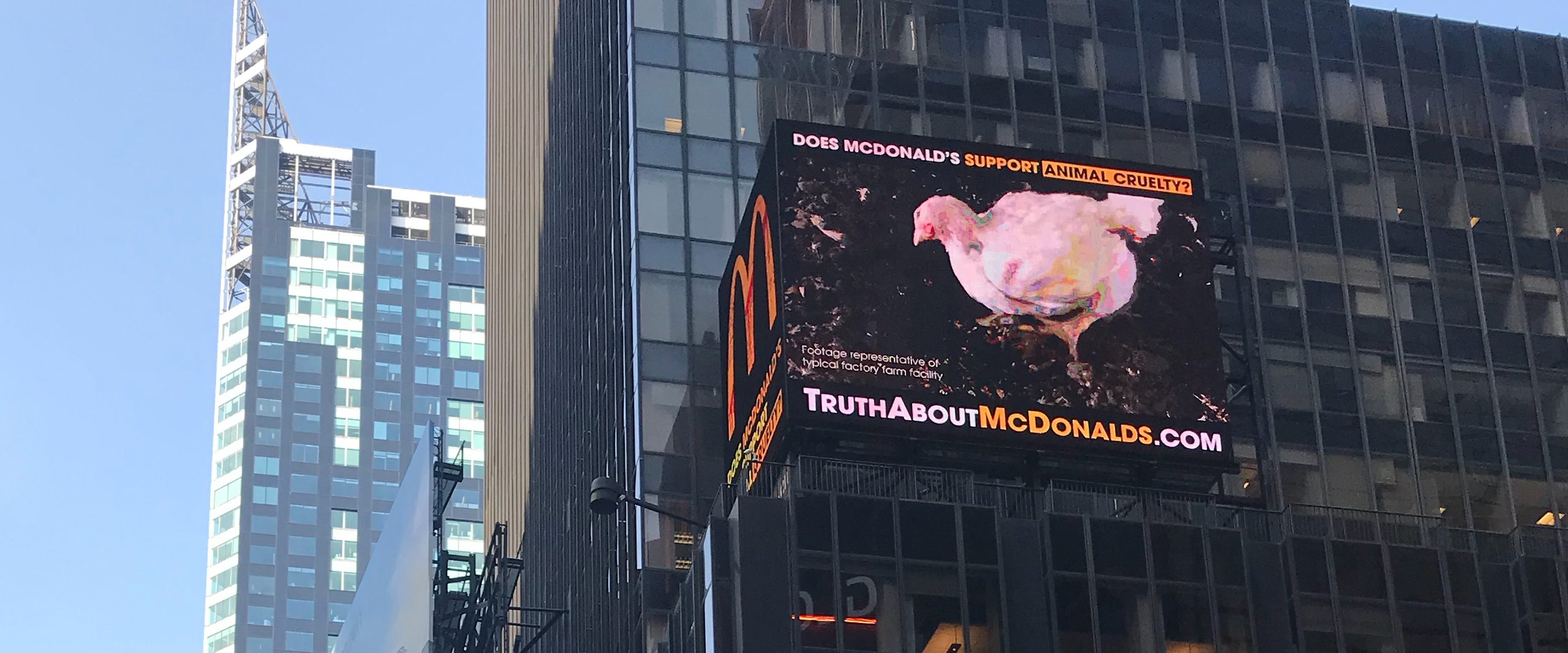 Mcdonald S Cruelty Exposed In Times Square Animal Equality International Animal Protection Organization