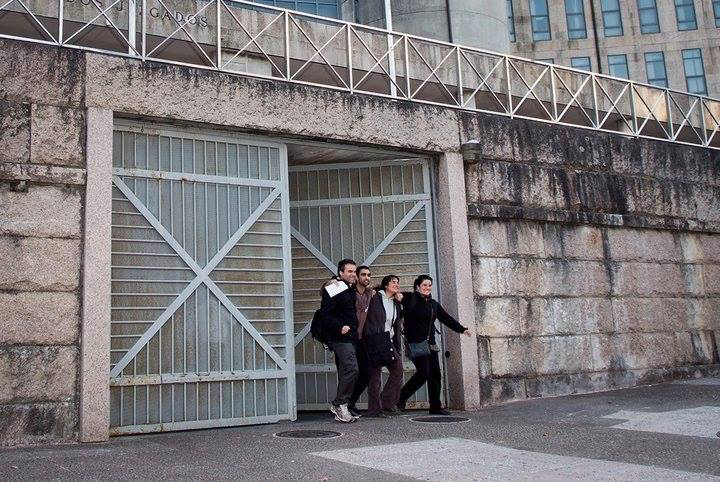 Animal Equality's President Sharon Núñez being released from jail alongside other animal advocates after being arrested for filming inside slaughterhouses in Spain