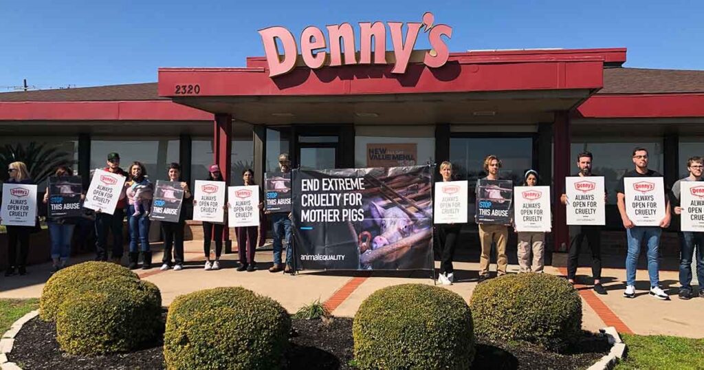 cropped 230205 dennys protest crates pigs gestation campaign 1200x630 1 1024x0 c default Animal Equality Demands An End to Cages for Animals Worldwide