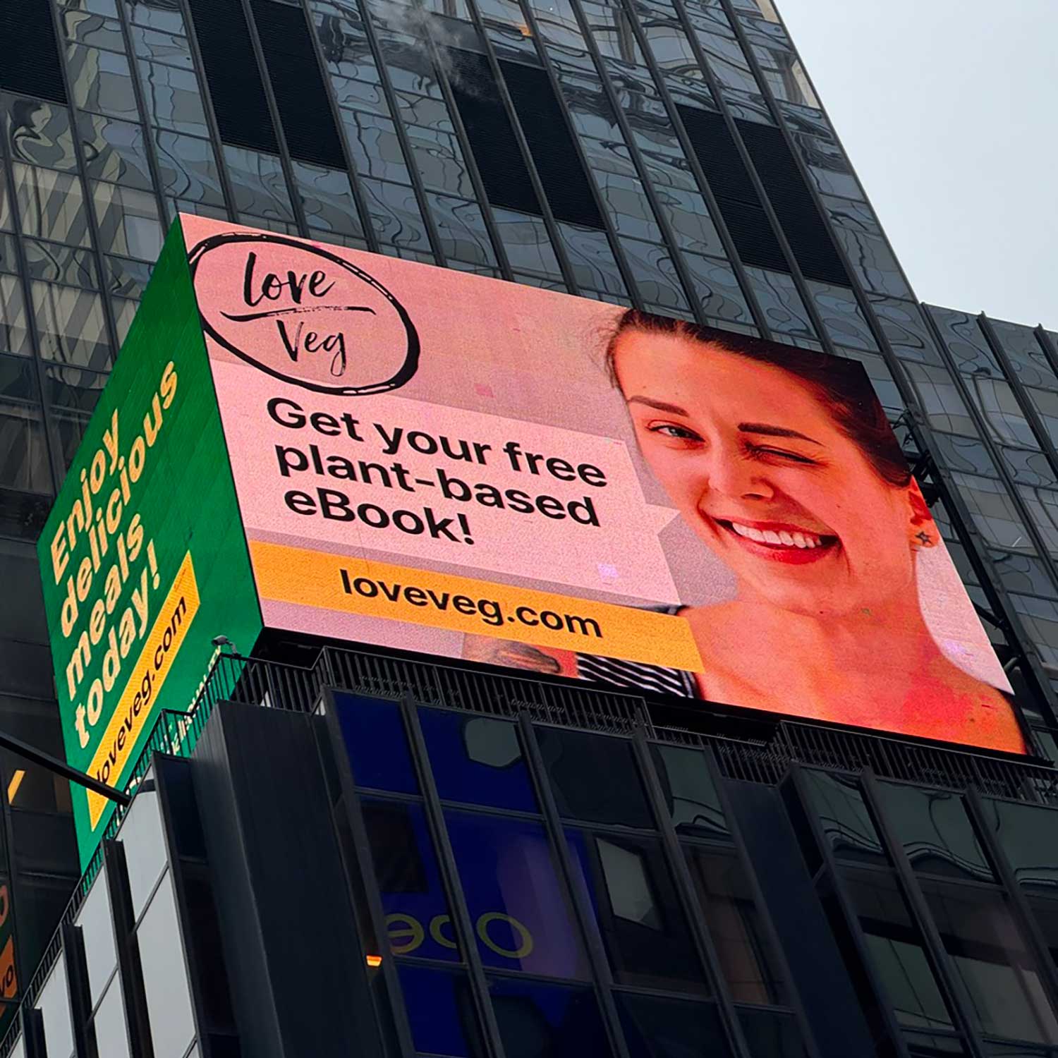 love veg billboard in Times Square