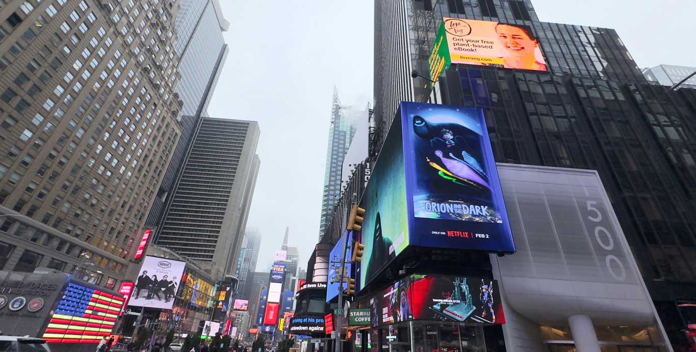 love veg billboard in Times Square
