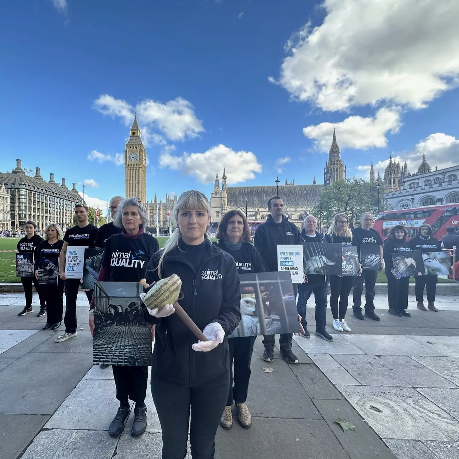 Animal Equality protest against foie gras in London.