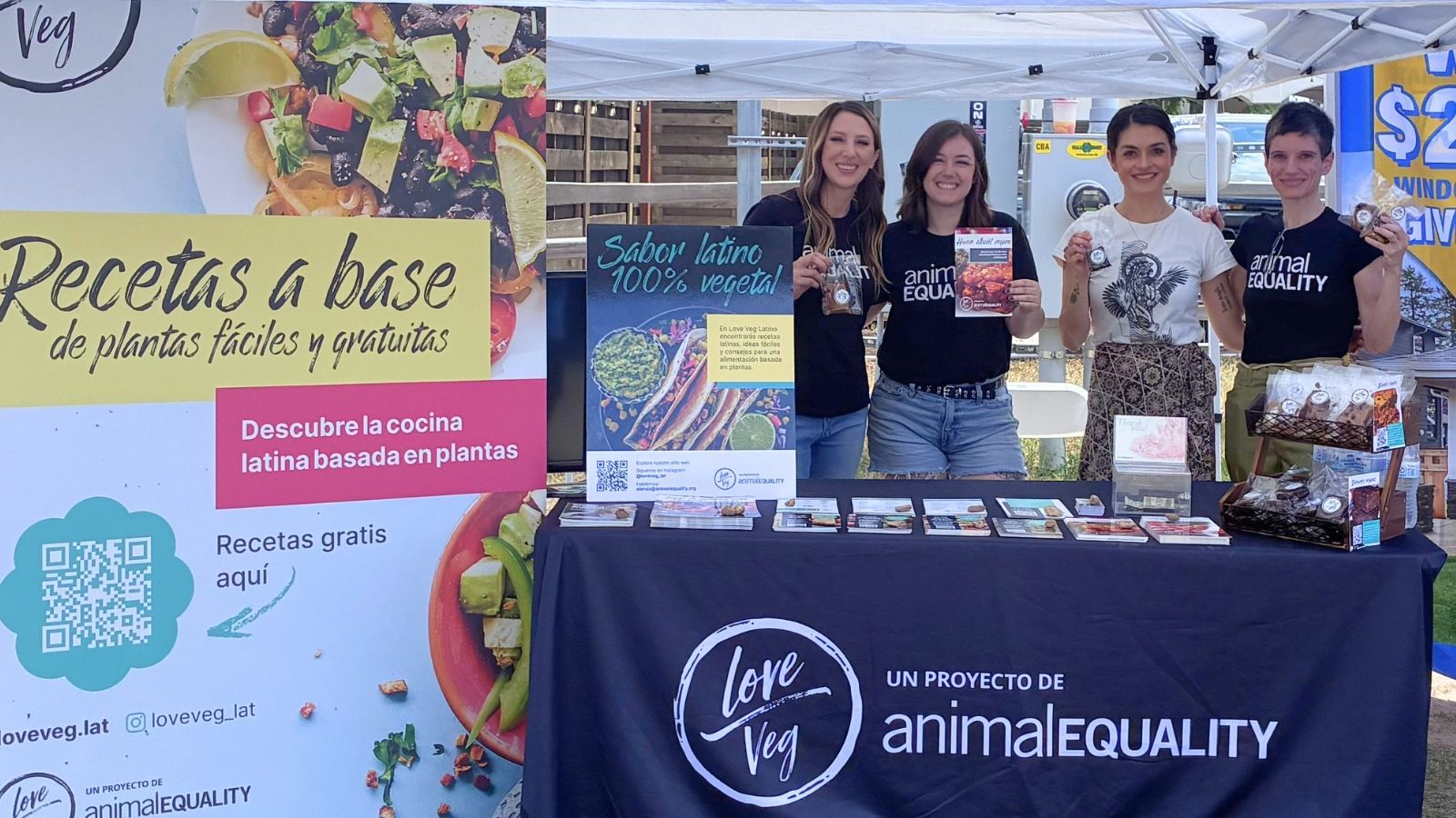 Love Veg booth at a plant-based vegan food festival.